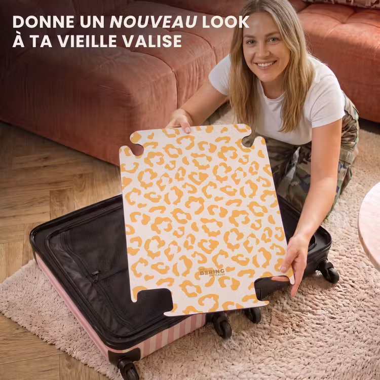 CaseSwap™ - Imprimés animaliers - Valise imprimée panthère en orange et crème — 3