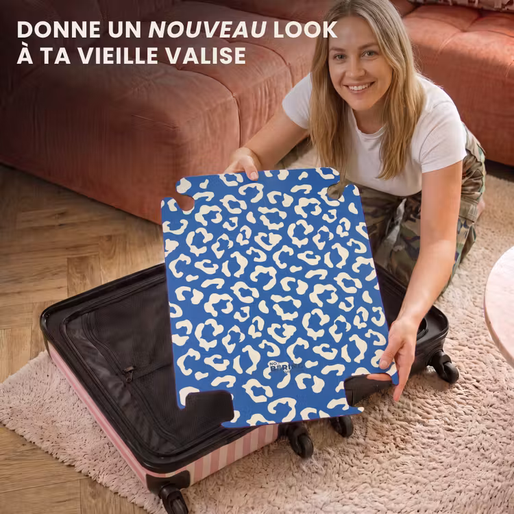 CaseSwap™ - Imprimés animaliers - Valise imprimée panthère en bleu et blanc — 3