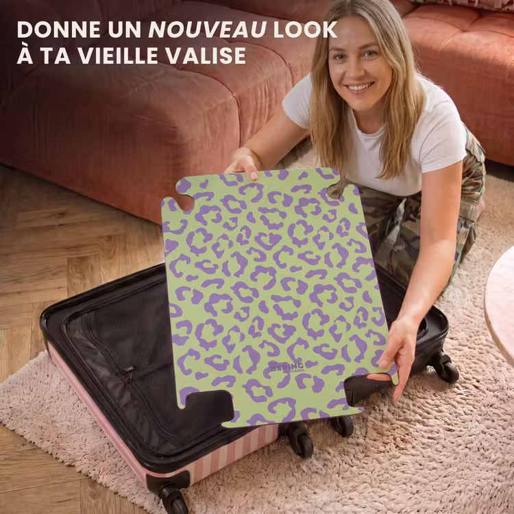 CaseSwap - Imprimés animaliers - Valise imprimée panthère en violet et vert — 3