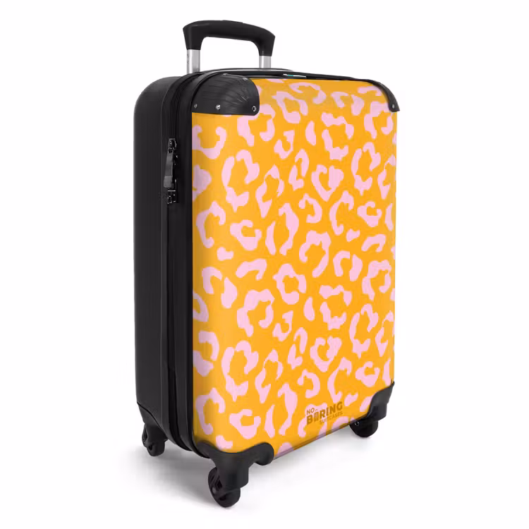CaseSwap™ - Imprimés animaliers - Valise imprimée panthère en orange-jaune et rose clair — 2