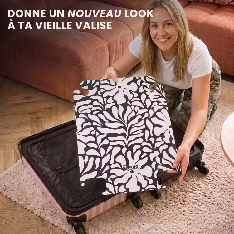 CaseSwap™ - Abstrait - Motif floral noir et blanc — 3