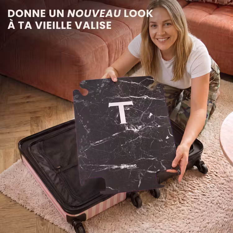 CaseSwap™ - Lettre T - aspect marbré - noir — 3