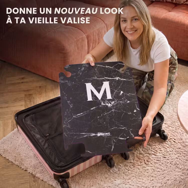 CaseSwap™ - Lettre M - Impression marbrée - Noir - Luxe — 3