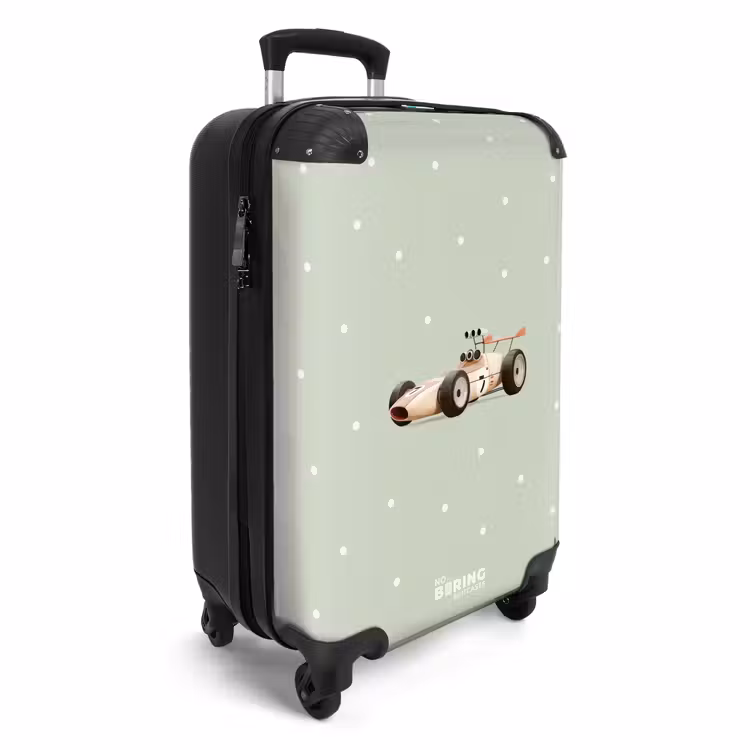 CaseSwap™ - Voiture de course rétro beige sur fond vert à pois — 2