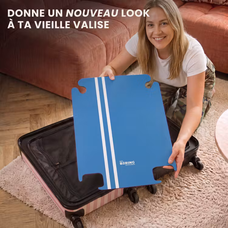 CaseSwap™ - Fond bleu vif avec deux bandes latérales blanches à gauche — 3