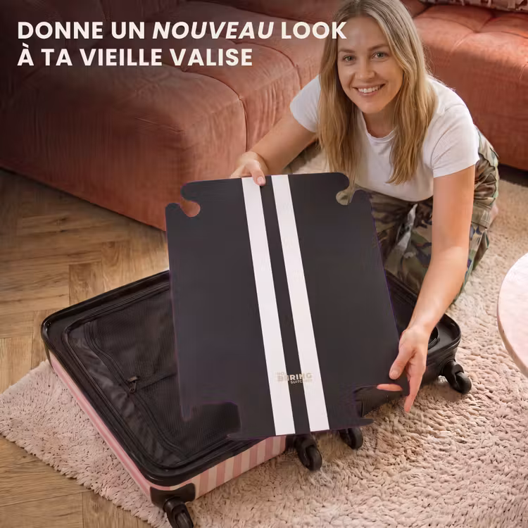 CaseSwap™ - Fond noir avec double bande centrale blanche — 3