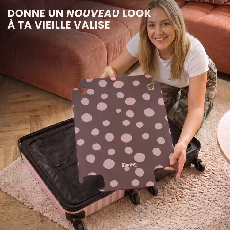 CaseSwap™ - Fond brun foncé avec des points roses — 3