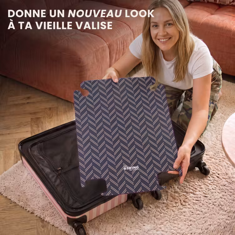 CaseSwap™ - Texture à chevrons avec lignes rose clair sur bleu foncé — 3