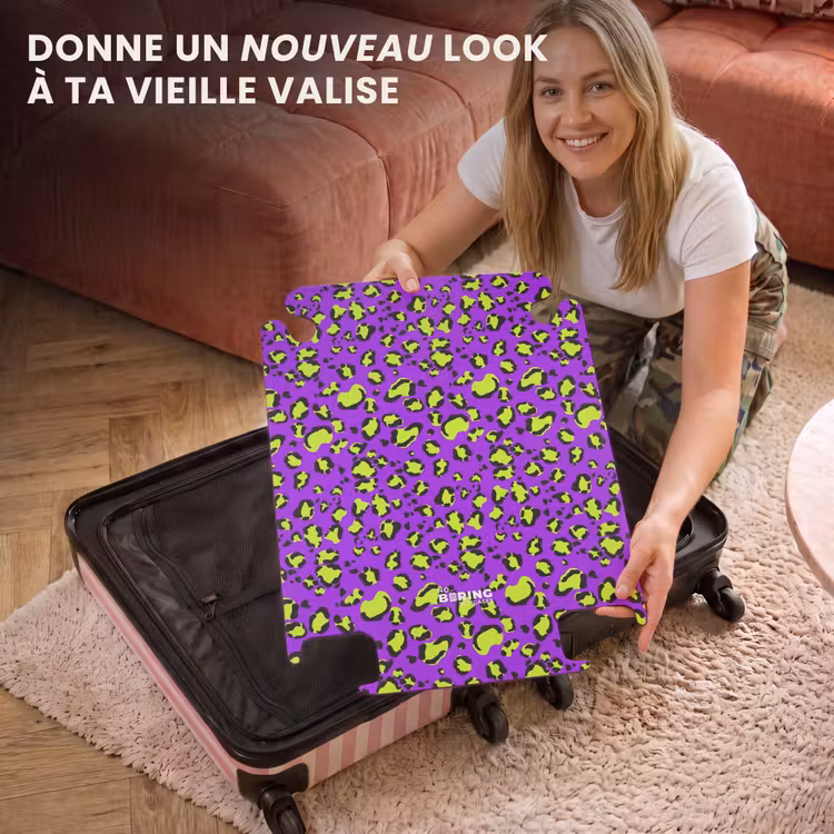 CaseSwap™ - Impression de panthère en vert lime sur fond violet — 3