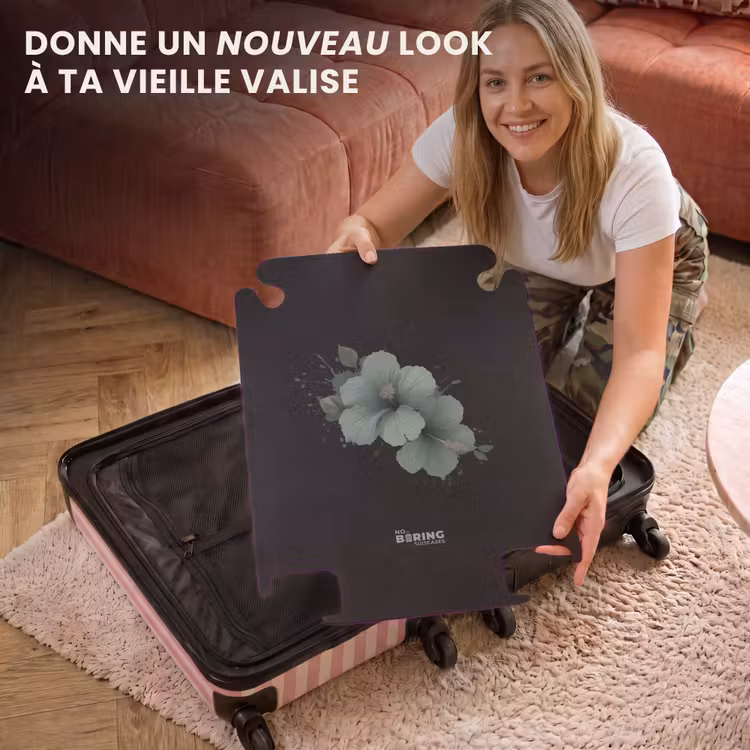 CaseSwap™ - Fond noir avec fleur d'hibiscus verte — 3