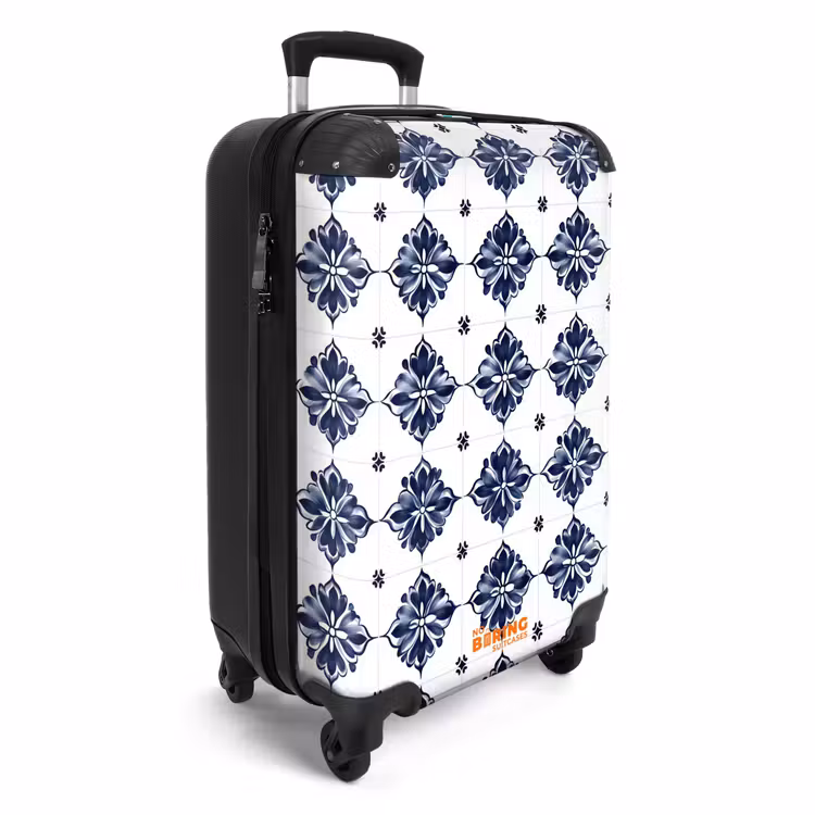 CaseSwap™ - Motif carreaux - Bleu - Blanc - Fleur — 2