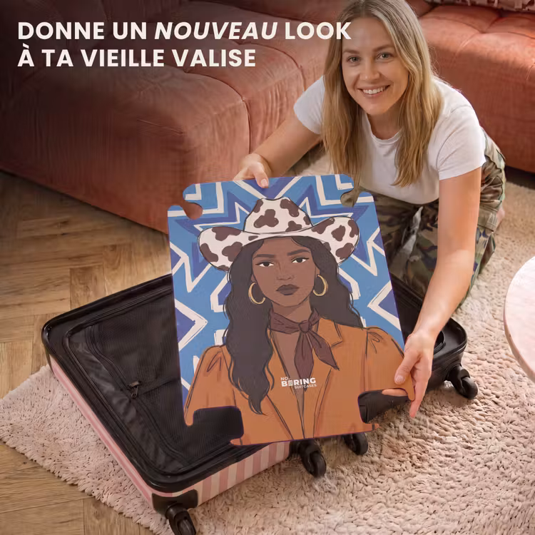 CaseSwap™ - Femme - Chapeau de cow-boy - Portrait - Moderne - Bleu — 3