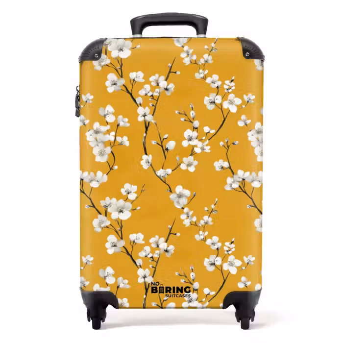 Valise - Branche fleurie - Aquarelle - Jaune