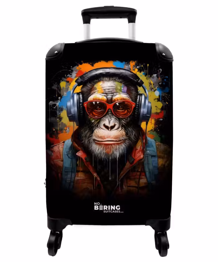 Valise - Chimpanzé avec des écouteurs et de la peinture à graffiti