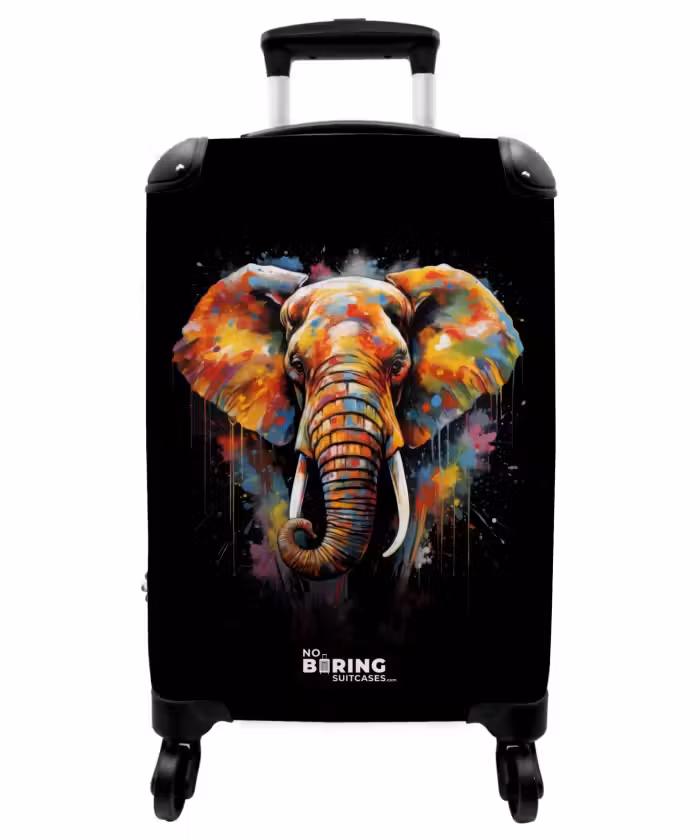 Valise - Éléphant décoré d'éclaboussures colorées
