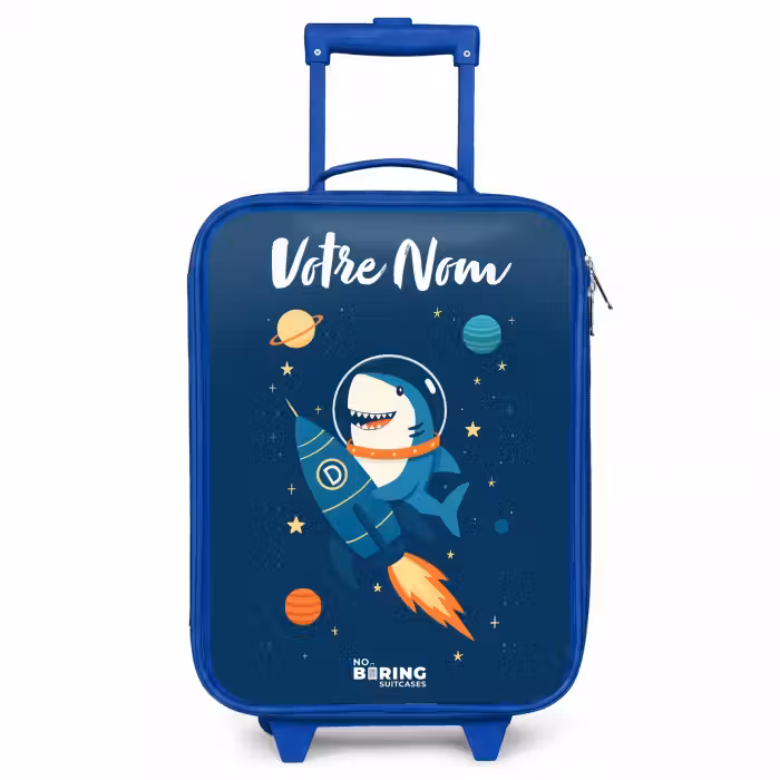 Valise enfant avec nom - Bleu - Animal - Espace - Planète - Fusée