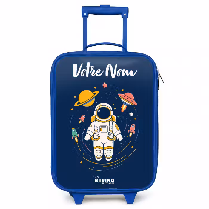 Valise enfant avec nom - Bleu - Astronaute - Planète - Étoiles - Fusée