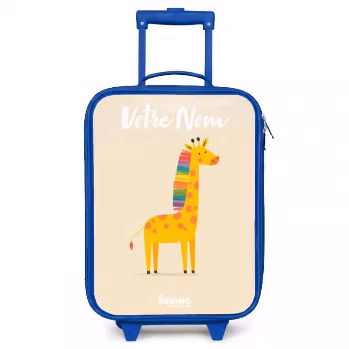 Valise enfant avec nom - Bleu - Girafe - Animal - Coloré