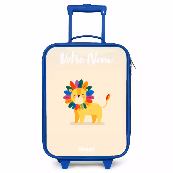 Valise enfant avec nom - Bleu - Lion - Crinière - Colorée