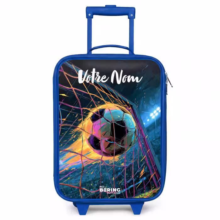 Valise enfant avec nom - Bleu - Néon - Filet - Football - Coloré