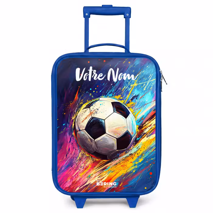 Valise enfant avec nom - Bleu - Néon - Football - Coloré