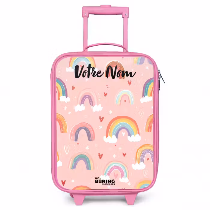 Valise enfant avec nom - Rose - Arc-en-ciel - Motif - Pastel
