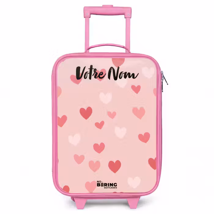 Valise enfant avec nom - Rose - Coeurs - Motif - Rose