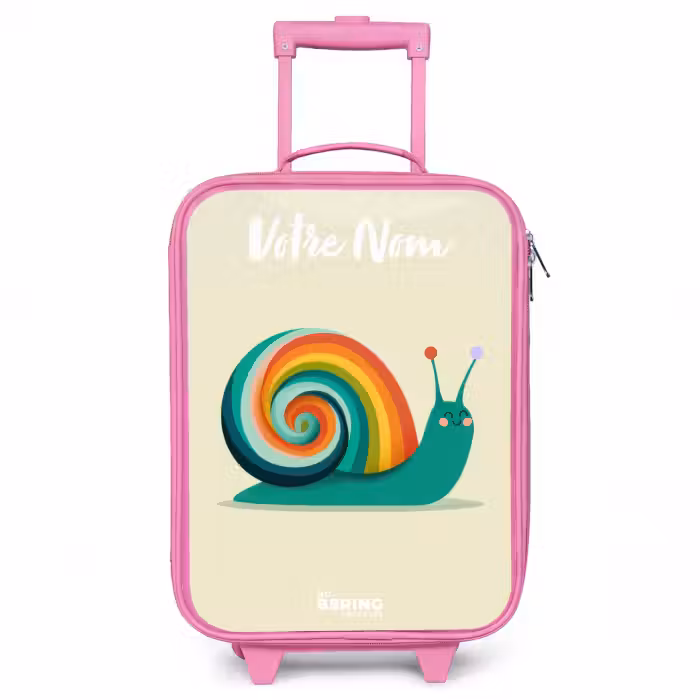 Valise enfant avec nom - Rose - Escargot - Arc-en-ciel - Coloré