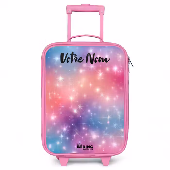 Valise enfant avec nom - Rose - Étoiles - Abstrait - Couleurs