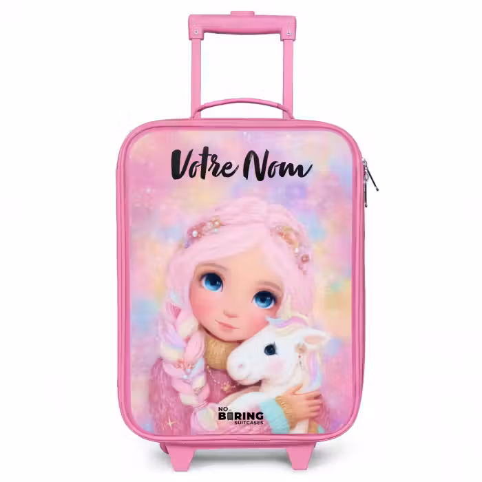 Valise enfant avec nom - Rose - Fille - Licorne - Rose
