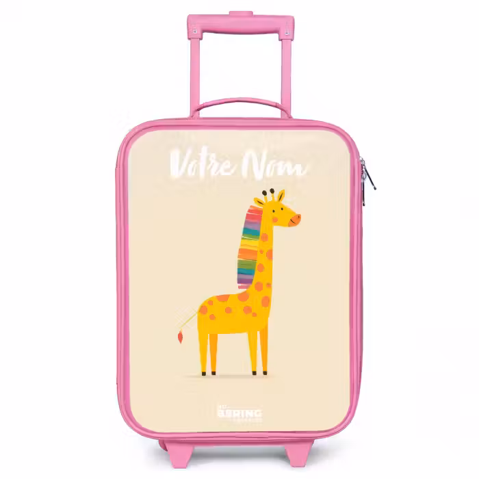 Valise enfant avec nom - Rose - Girafe - Animal - Coloré