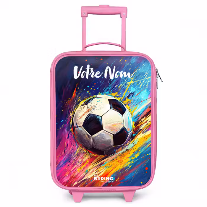 Valise enfant avec nom - Rose - Néon - Football - Coloré