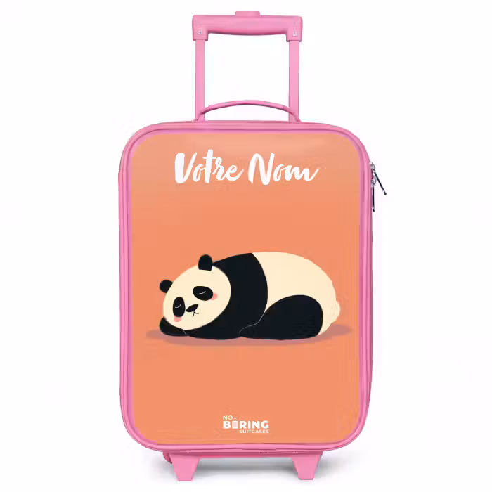 Valise enfant avec nom - Rose - Panda - Dormant - Orange