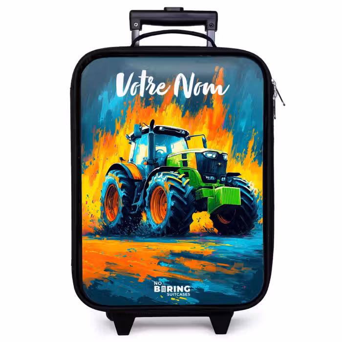 Valise enfant avec nom - Abstrait - Tracteur - Vert