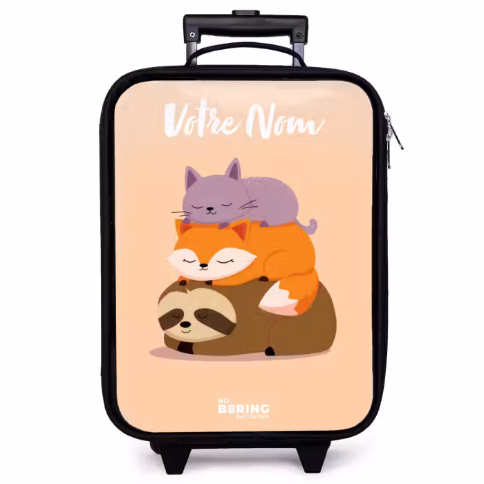Valise enfant avec nom - Animaux - Dormir - Ensemble