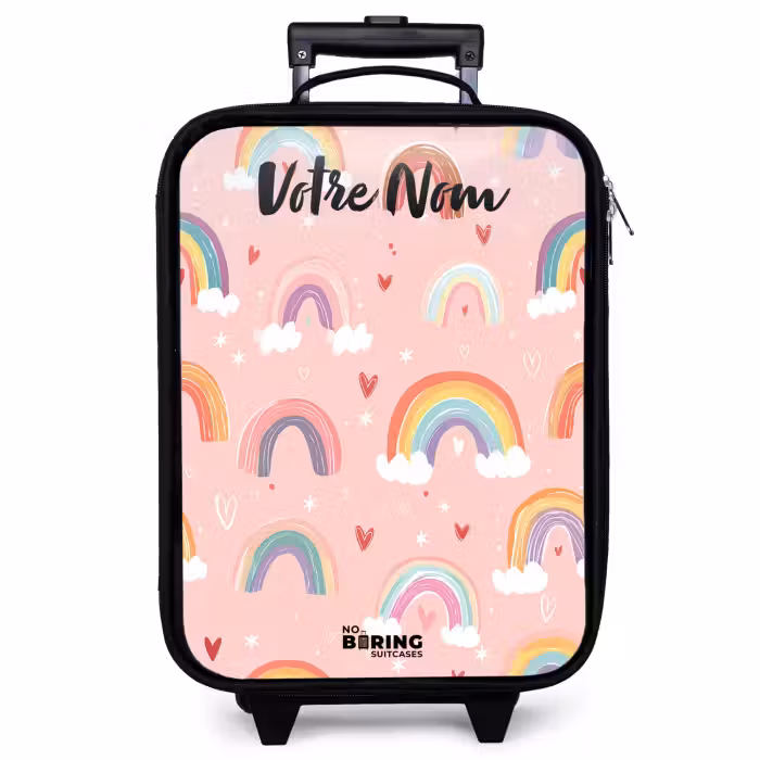 Valise enfant avec nom - Arc-en-ciel - Motif - Pastel