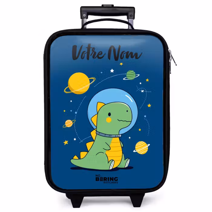 Valise enfant avec nom - Dino - Planète - Étoile - Bleu