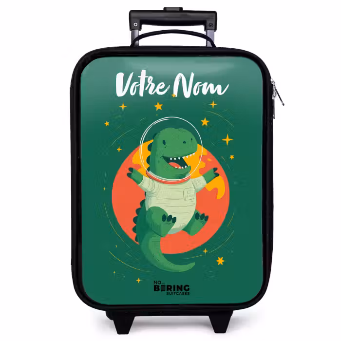 Valise enfant avec nom - Dino - Planète - Étoiles - Vert