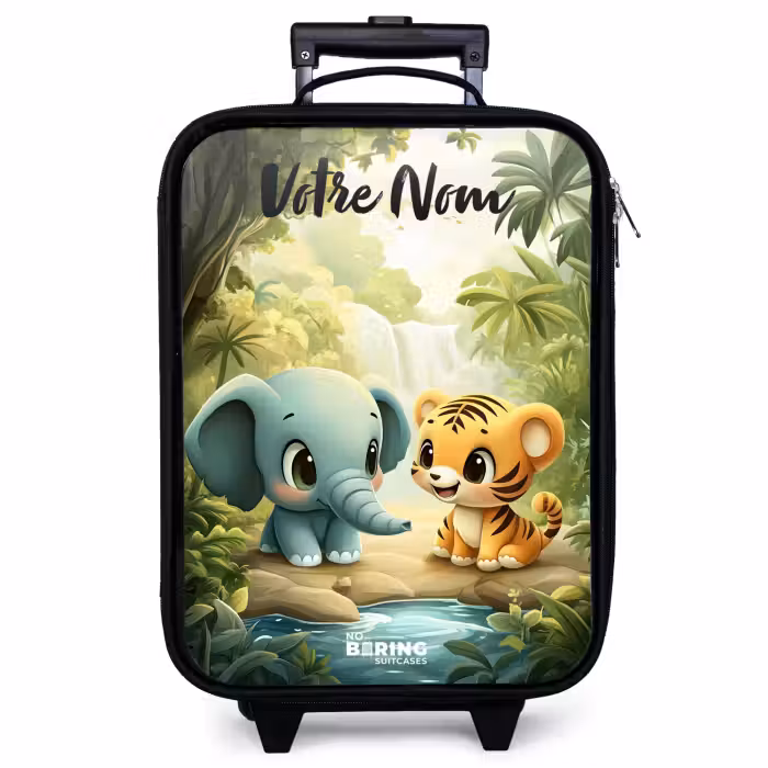 Valise enfant avec nom - Éléphant - Tigre - Forêt - Jungle