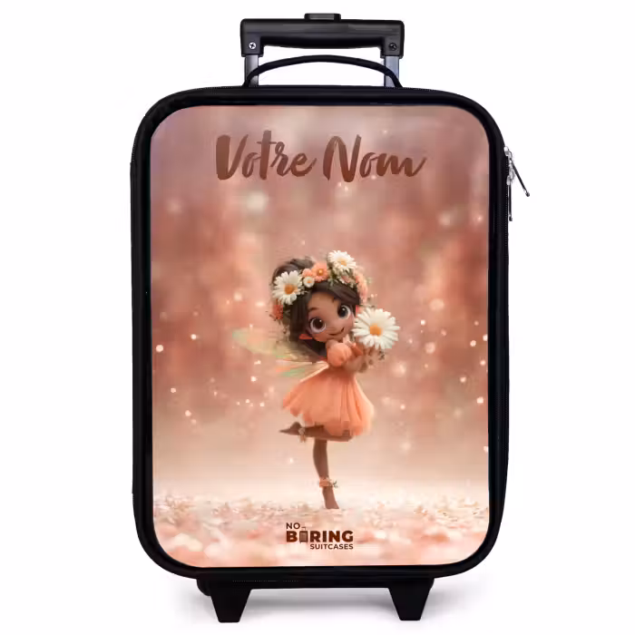 Valise enfant avec nom - Fée avec marguerites