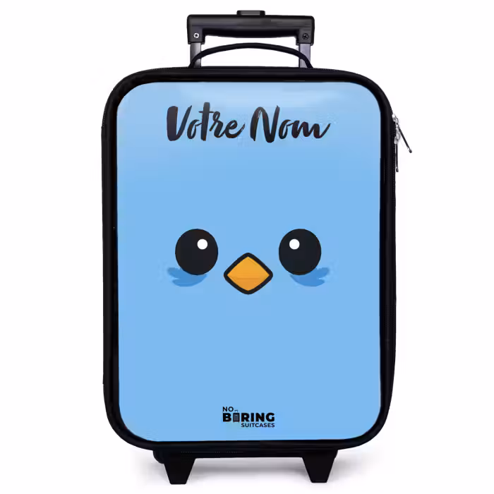 Valise enfant avec nom - Kawai - Oiseau - Bleu