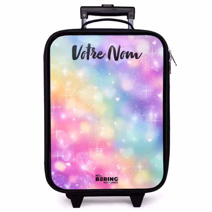 Valise enfant avec nom - Lumière - Arc-en-ciel - Coeurs