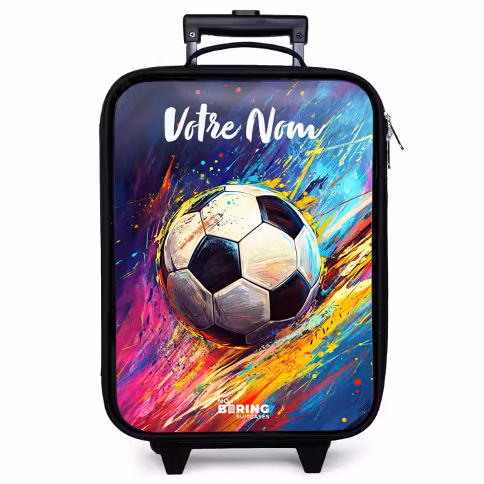 Valise enfant avec nom - Néon - Football - Coloré