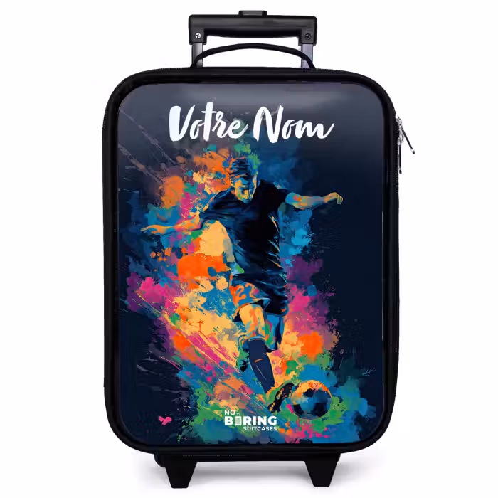 Valise enfant avec nom - Néon - footballeur - coloré
