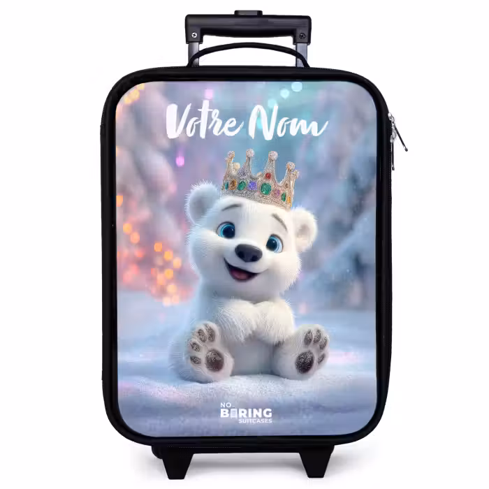 Valise enfant avec nom - Ours polaire - Couronne - Hiver