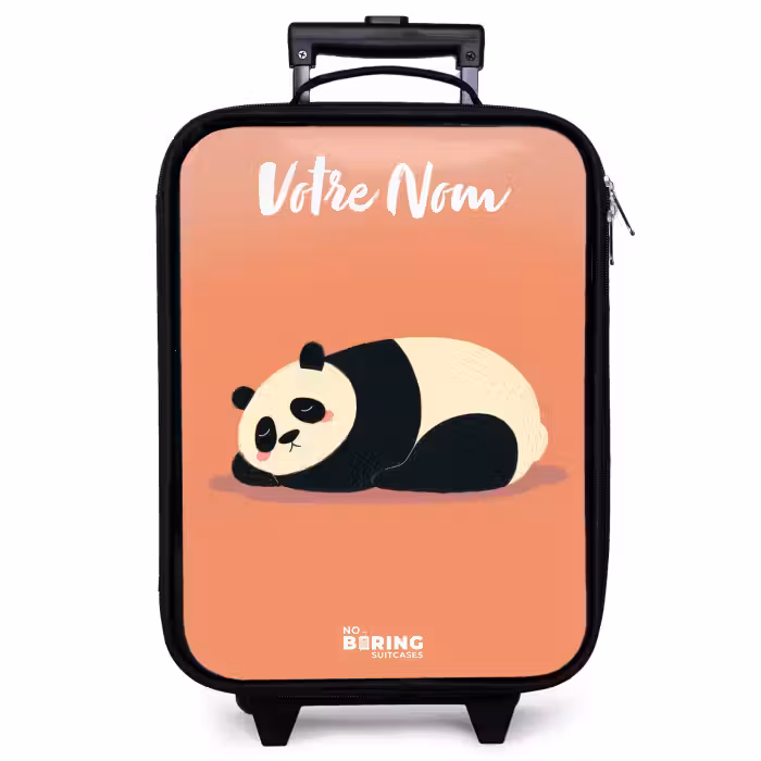 Valise enfant avec nom - Panda - Dormant - Orange