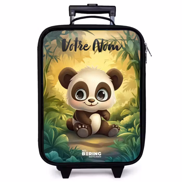 Valise enfant avec nom - Panda - Forêt de bambous - Vert