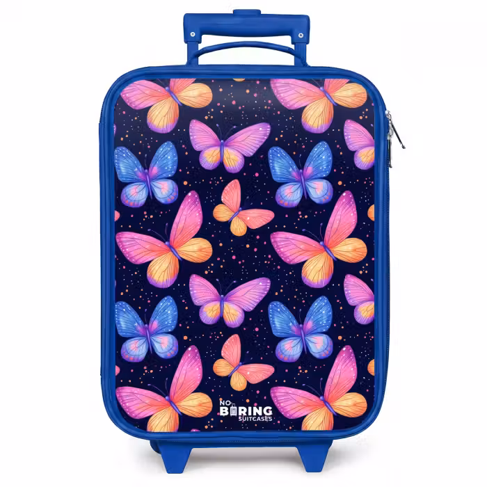Valise enfant - Papillons colorés en rose et bleu