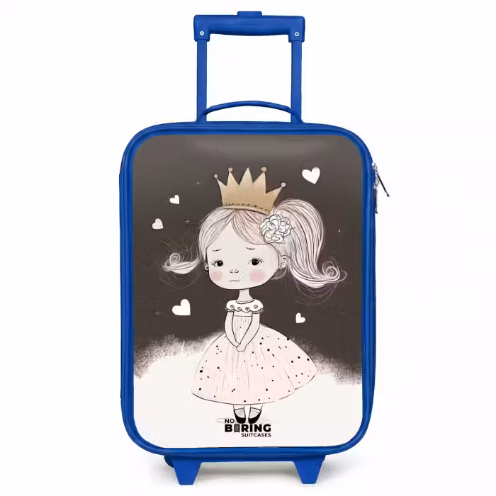 Valise enfant - Bleu - Princesse timide avec une fleur