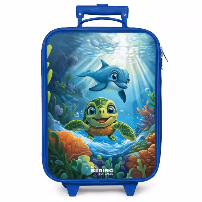 Valise enfant - Tortue et dauphin dans l'océan bleu